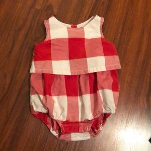 Red and white gingham onesie